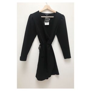 NWT Topshop Black Crepe Wrap Mini Dress